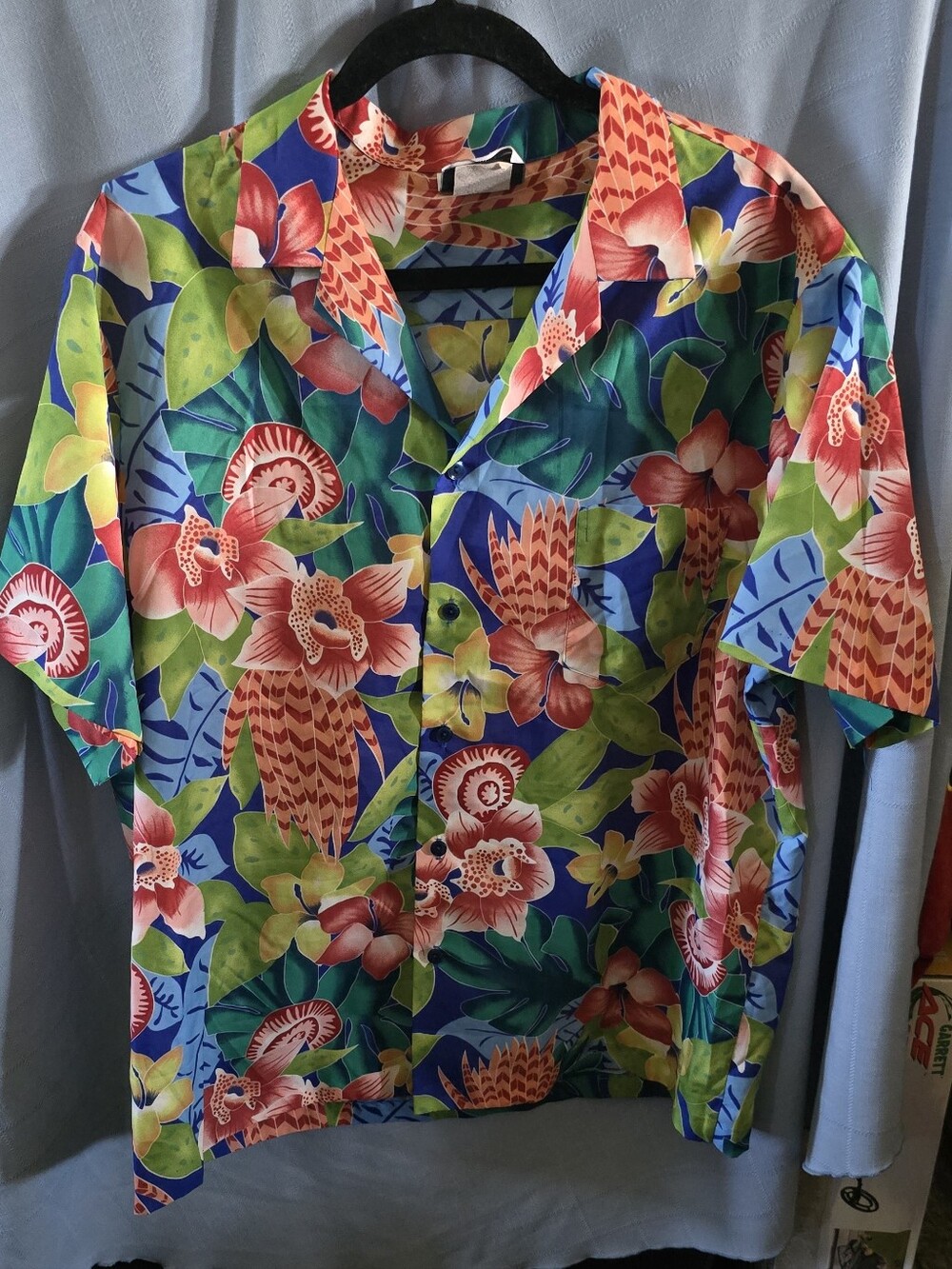 Hilo Hattie Blue Tropical Floral Button-Up Shirt